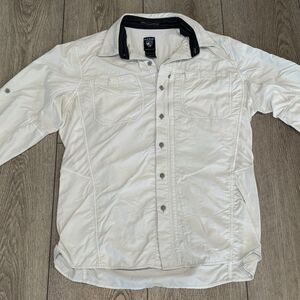 Kuhl Button Down Shirt Mens Medium White Vented Hiking Sport Fishing Outdoors